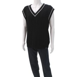 Fila Mens Cable Knit V Neck Sweater Vest Black Size M